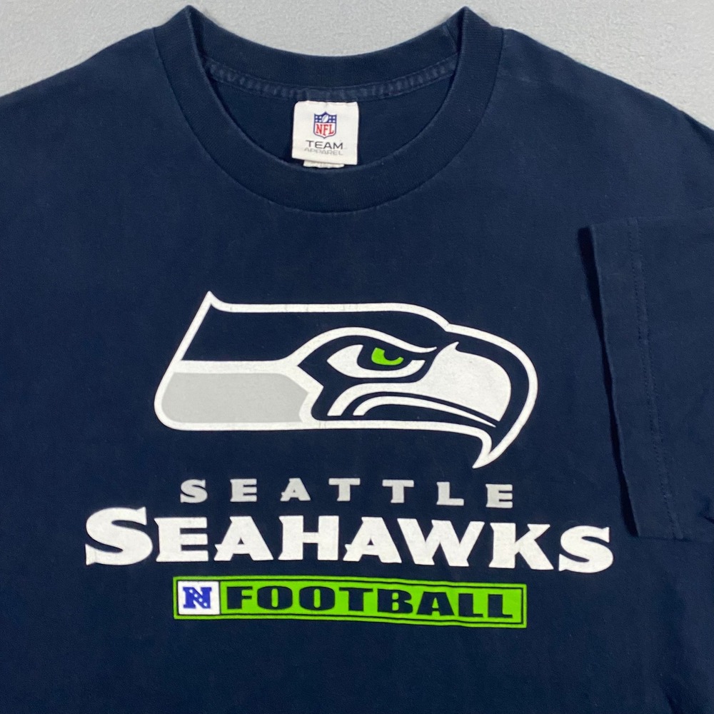 Vintage NFL T-Shirt‎ Mens Large Blue Seattle Seahawks Football Graphic